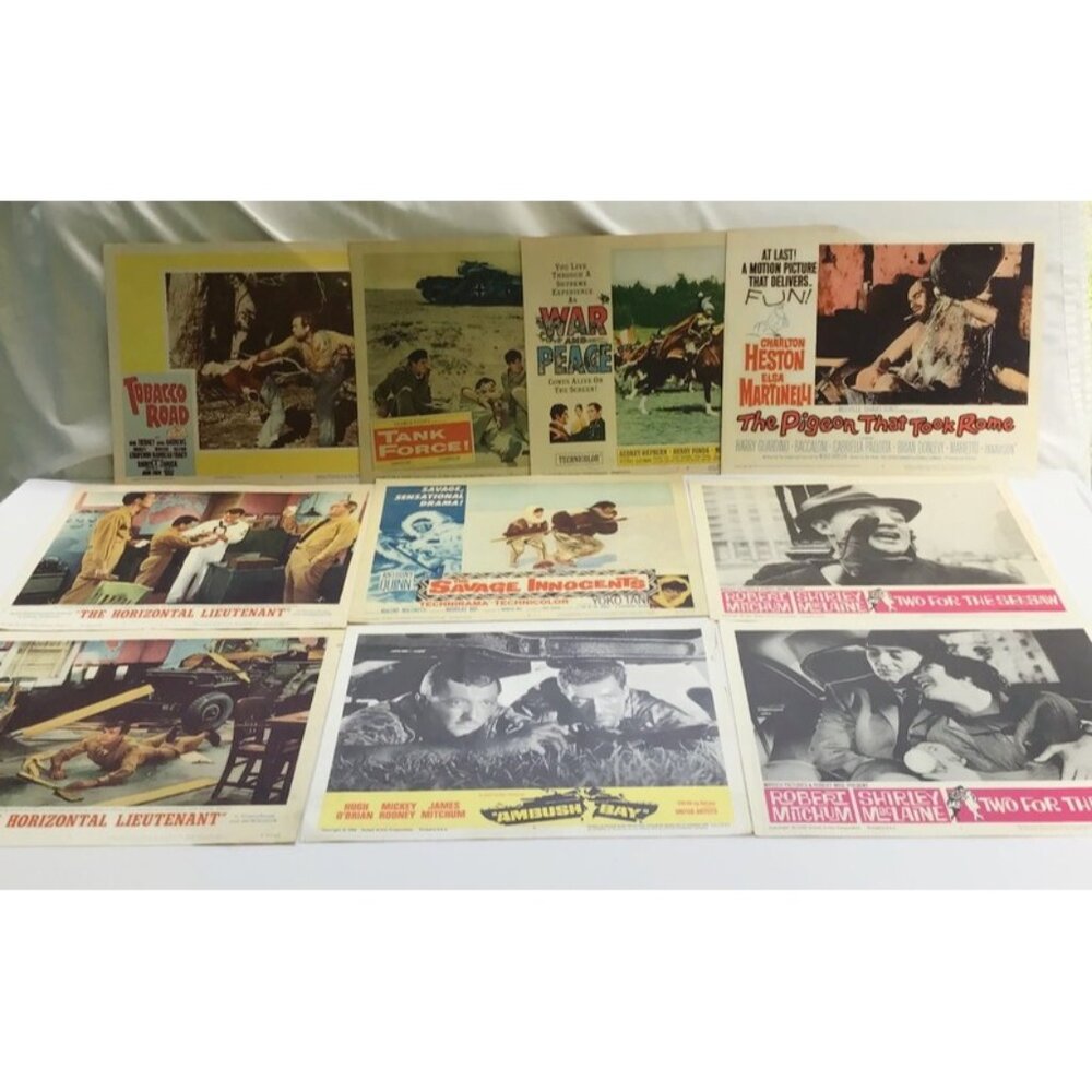 10 - 1950s 60s Movie Lobby Cards Mixed Lot 11x14 Vintage War & Peace Tobacco Rd